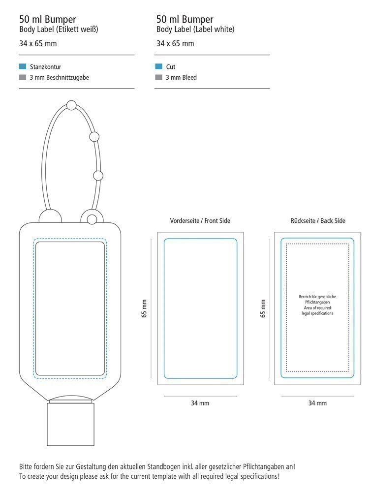 Sonnenmilch LSF 50 (sens.), 50 ml Bumper (blau), Body Label (R-PET)