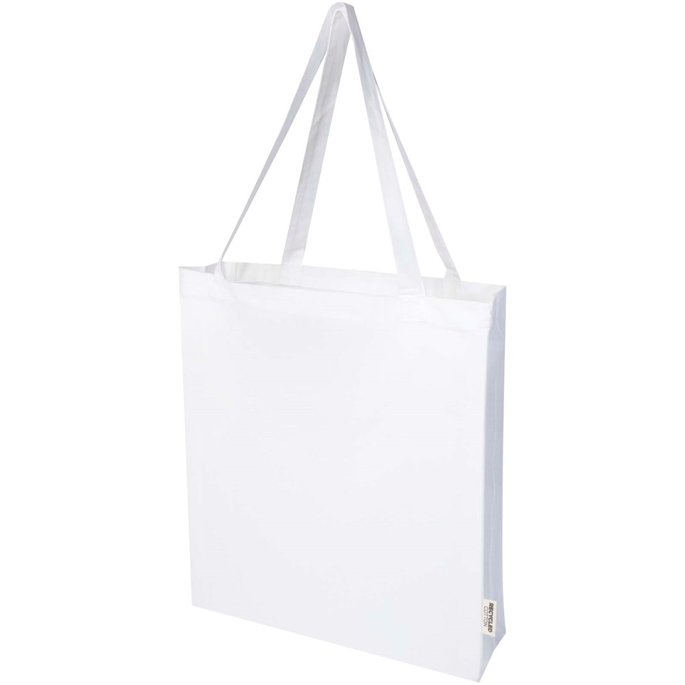Madras 140 g/m² Baumwoll Tragetasche mit Seitenfalten aus GRS recycelter Baumwolle 12L
